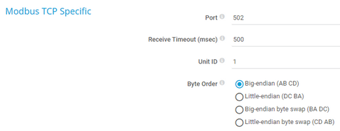 Modbus TCP Specific